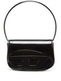 DIESEL Elegant Black Leather Foldover Top Handbag