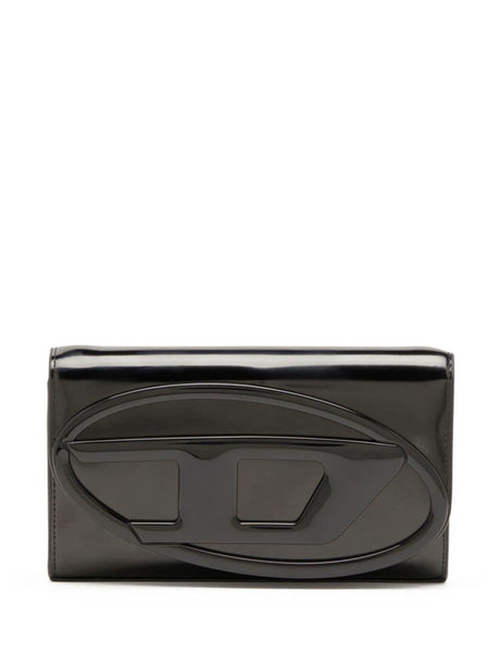 DIESEL Mini Black Leather Logo Plaque Handbag