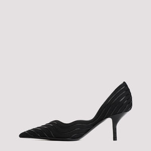 黑色6.5厘米跟的女性棉布高跟鞋 - SS24系列