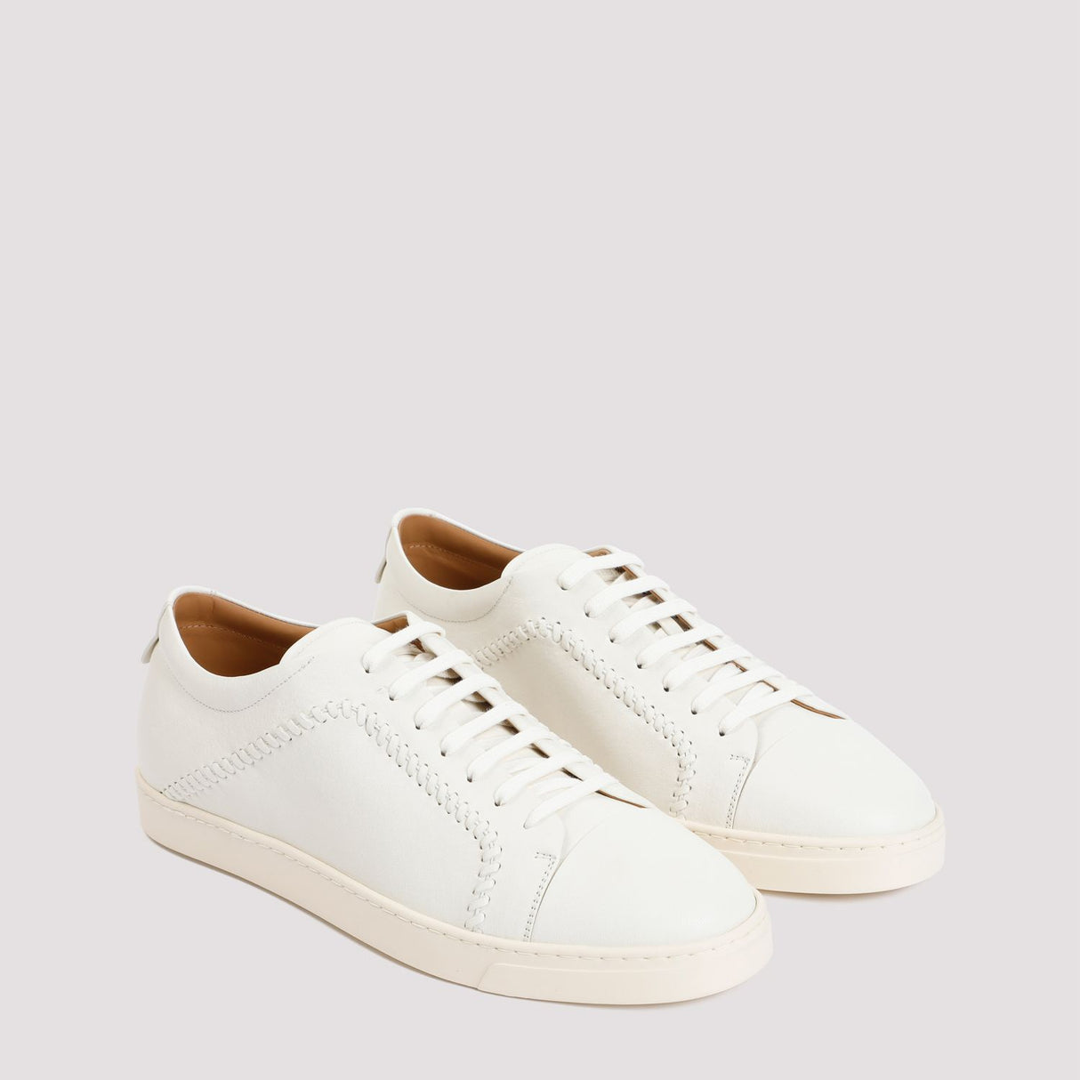 Men's White Lamb Leather Sneakers - SS24