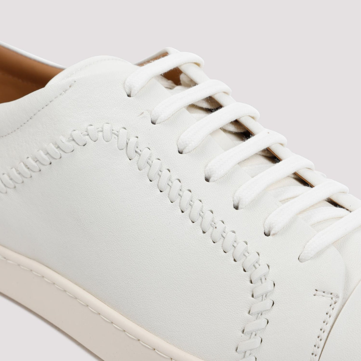 Men's White Lamb Leather Sneakers - SS24