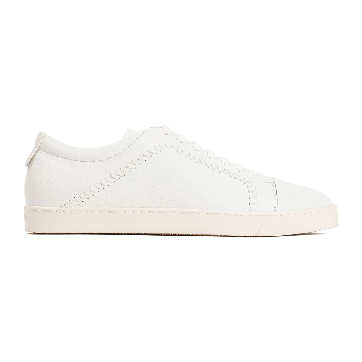 GIORGIO ARMANI Men's White Lamb Leather Sneakers - SS24