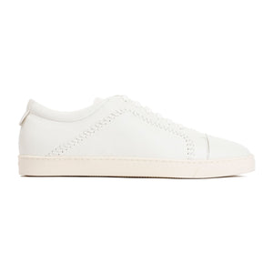 GIORGIO ARMANI Men's White Lamb Leather Sneakers - SS24