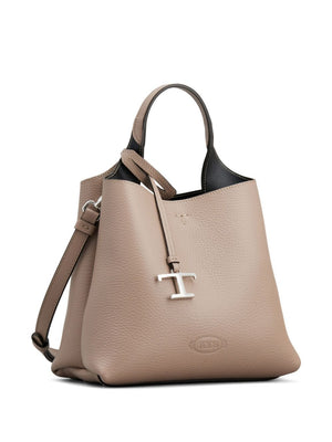 TOD'S Elegant Mini Timeless Tote in Beige Leather