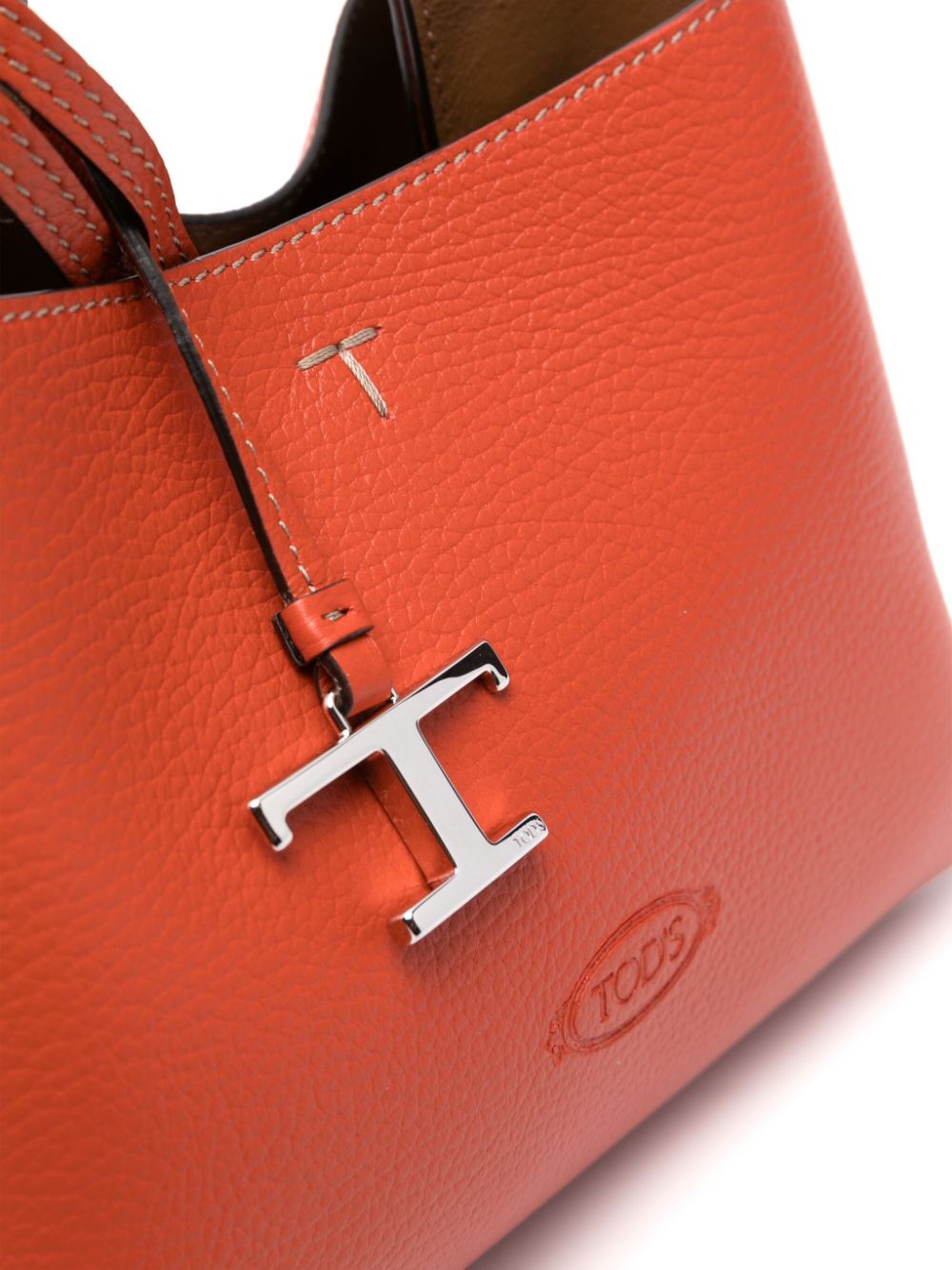 TOD'S Timeless Mini Leather Tote in Burnt Orange