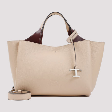 TOD'S Sleek Nude Leather Tote Bag for Women - SS24 Collection