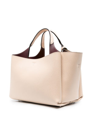 TOD'S Sleek Nude Leather Tote Bag for Women - SS24 Collection