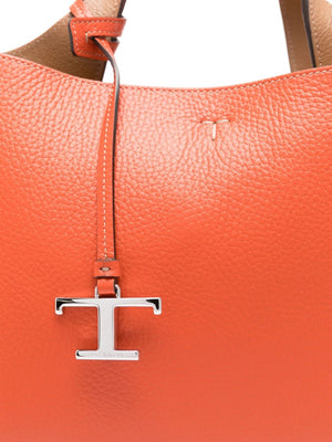 TOD'S Timeless Mini Leather Tote in Pumpkin Orange