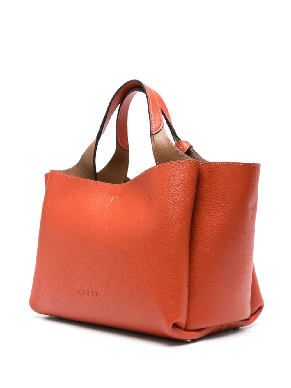 TOD'S Timeless Mini Leather Tote in Pumpkin Orange