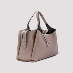 TOD'S Elegant Nude Grained Leather Tote Bag 35x23x17 cm