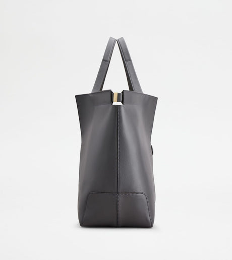TOD'S Elegant Graphite Calfskin Shopping Bag