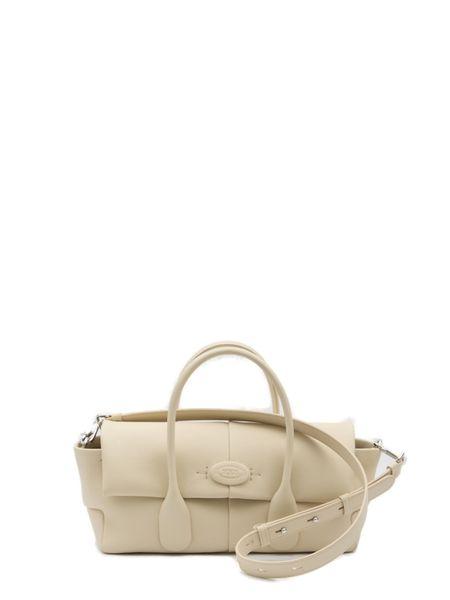 TOD'S Mini Cream Calfskin Handbag with Flap Closure