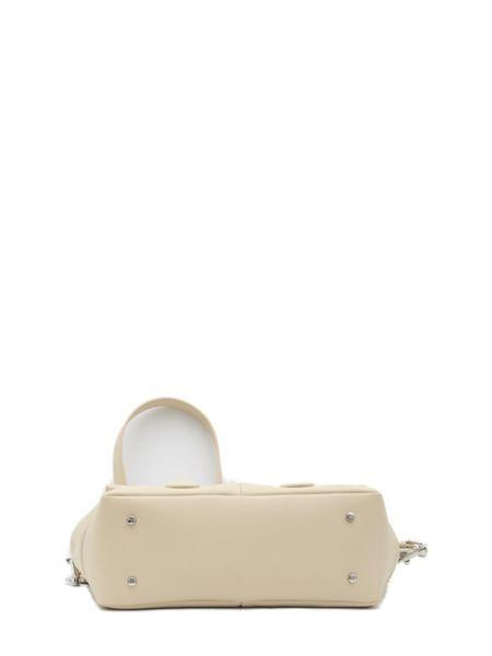 TOD'S Cream-Colored Leather Handbag with Embossed Logo and Adjustable Strap