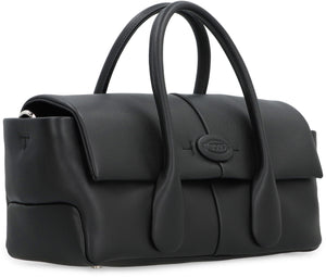 女性用ブラックレザーハンドバッグ | ジップクロージャー | 調節可能なショルダーストラップ