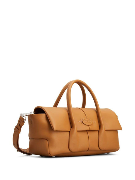 Reversible Light Brown Calfskin Handbag with Logo Detail