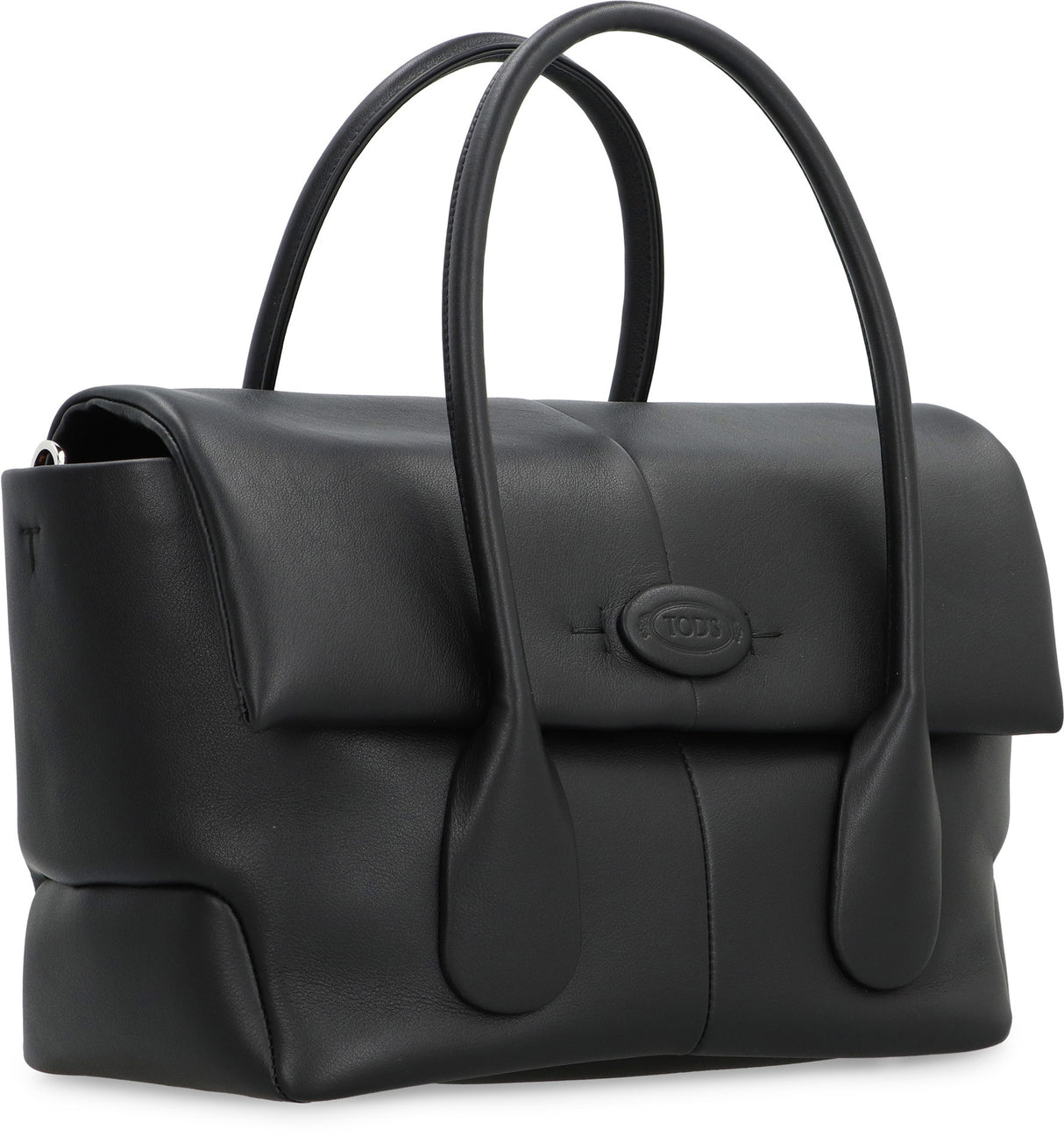 新作：上品な黒のレザーリバーシブルハンドバッグ