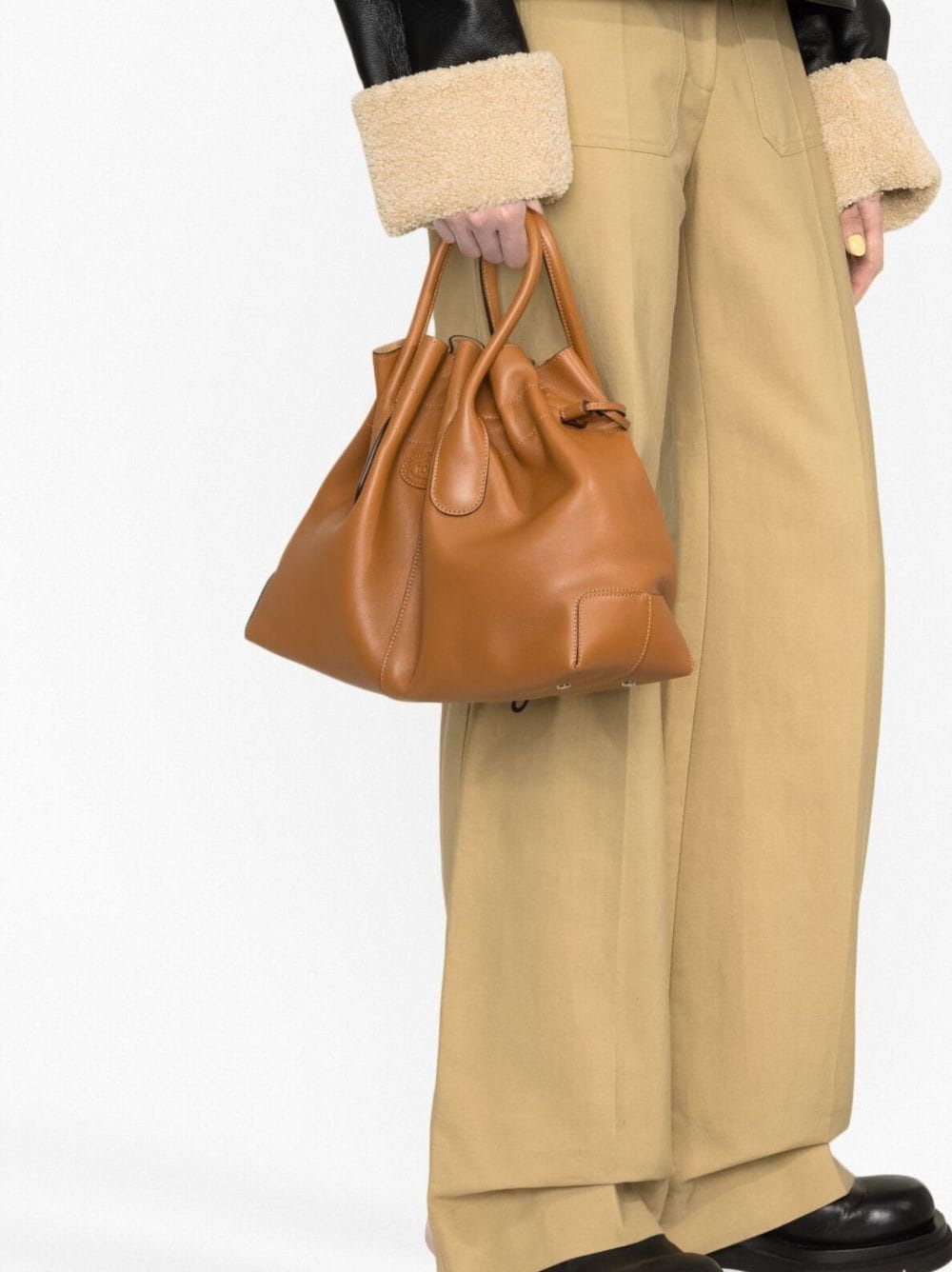 TOD'S Women's Calf Leather Mini Tote Handbag in Brown - SS24