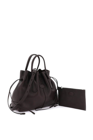 TOD'S Brown Leather Handbag with Embossed Logo and Detachable Strap