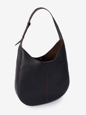 TOD'S Elegant Black Leather Hobo Handbag 38x40x10 cm