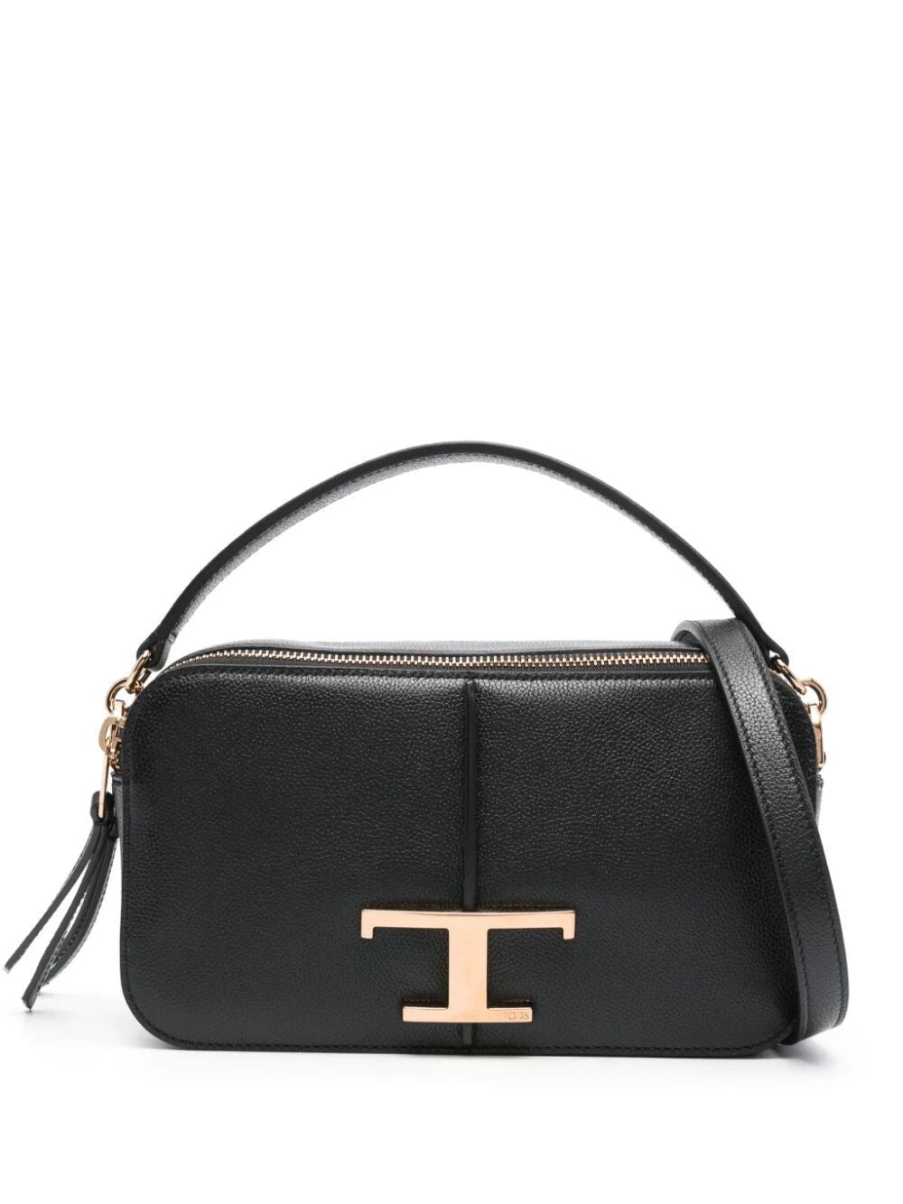 Chic Black Leather Mini Camera Handbag with Shoulder & Crossbody Straps