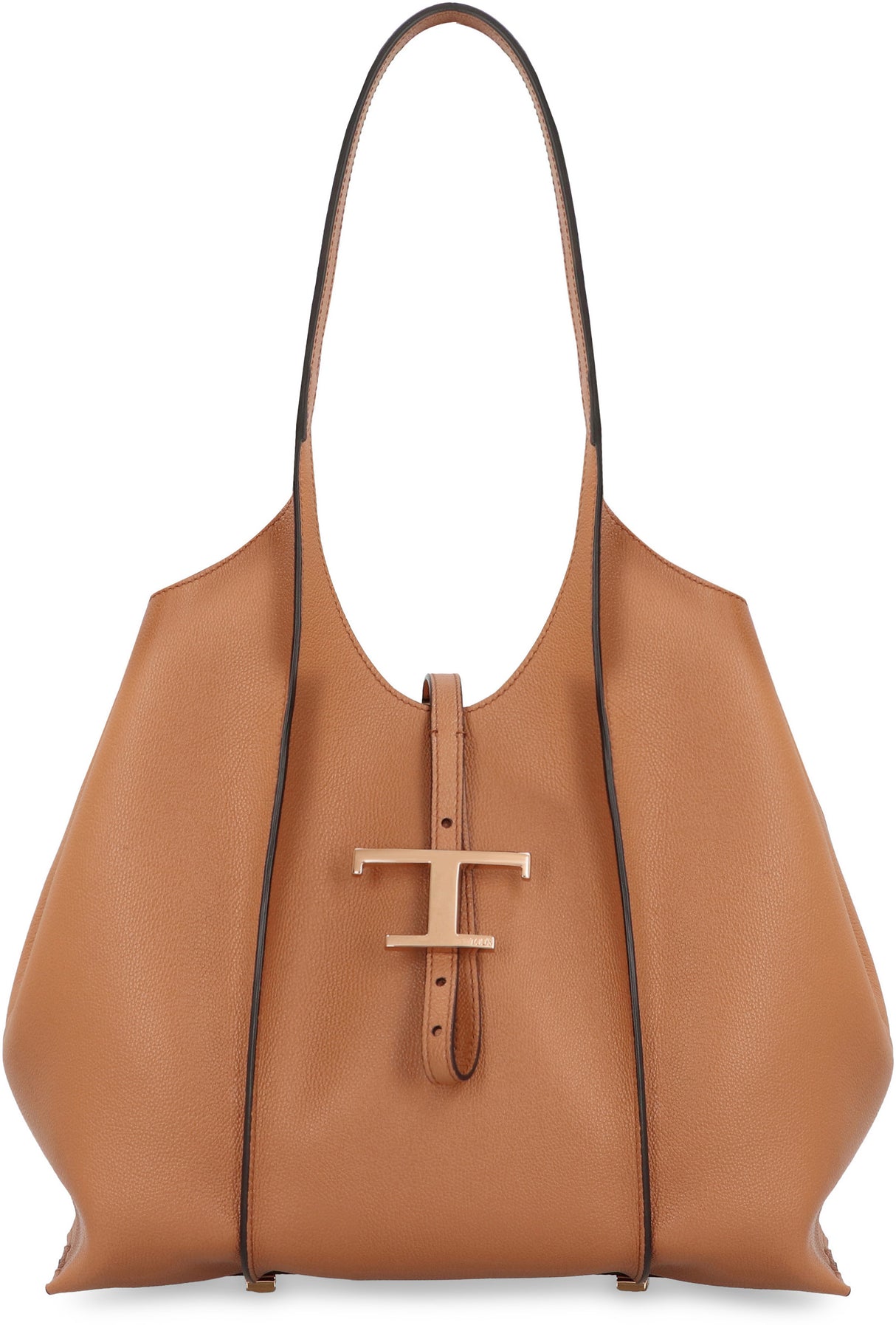 TOD'S Timeless Beige Mini Leather Shopper with Charm and Detachable Pouch, 29.5x25x14cm