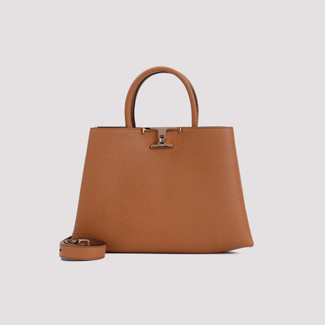 TOD'S Timeless Mini Shopper Handbag in Brown - W:11" H:7.7" D:4.7"