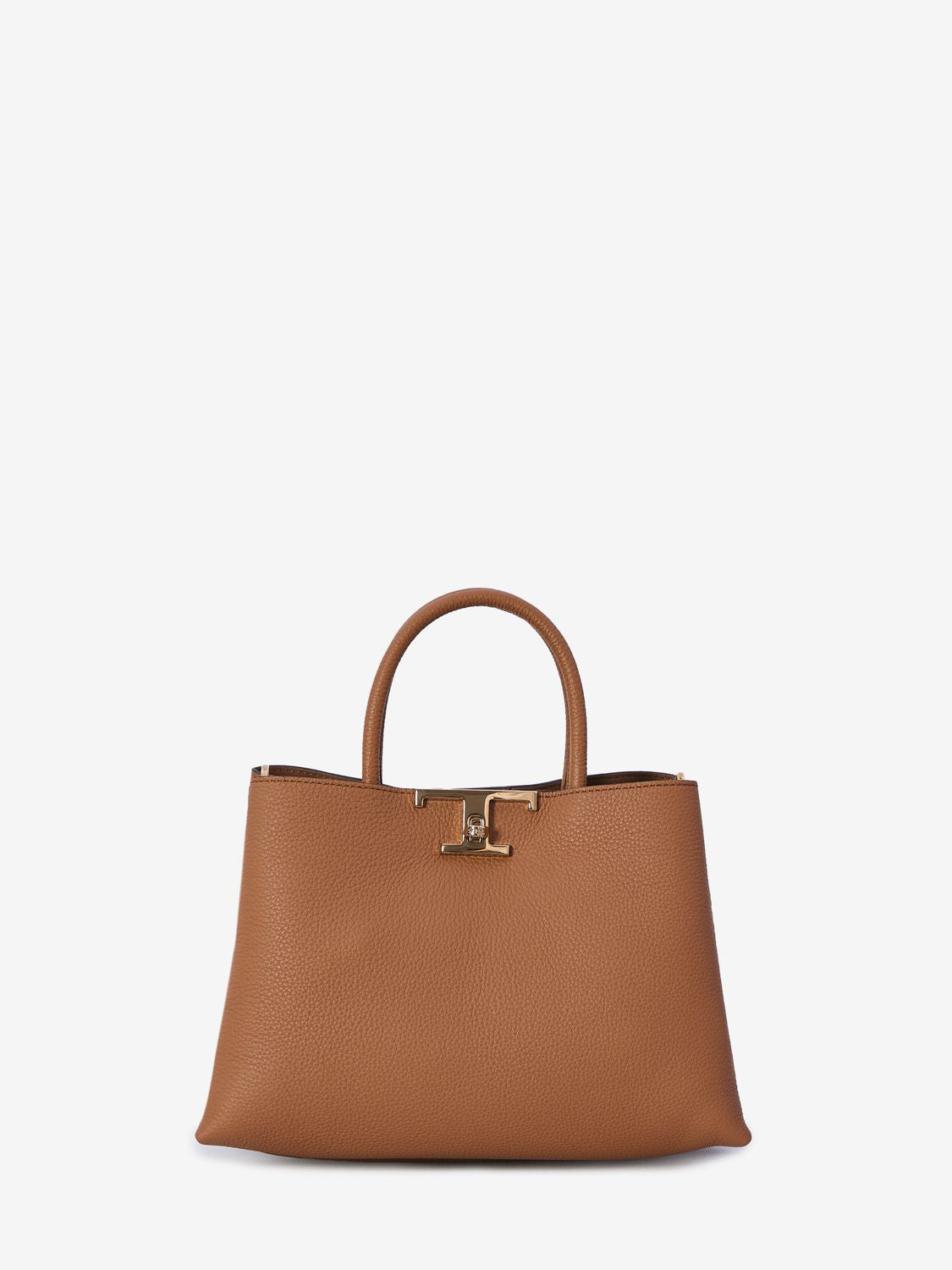 TOD'S Elegant Mini Timeless Tote in Brown Grained Calfskin - 28x19.5x13cm