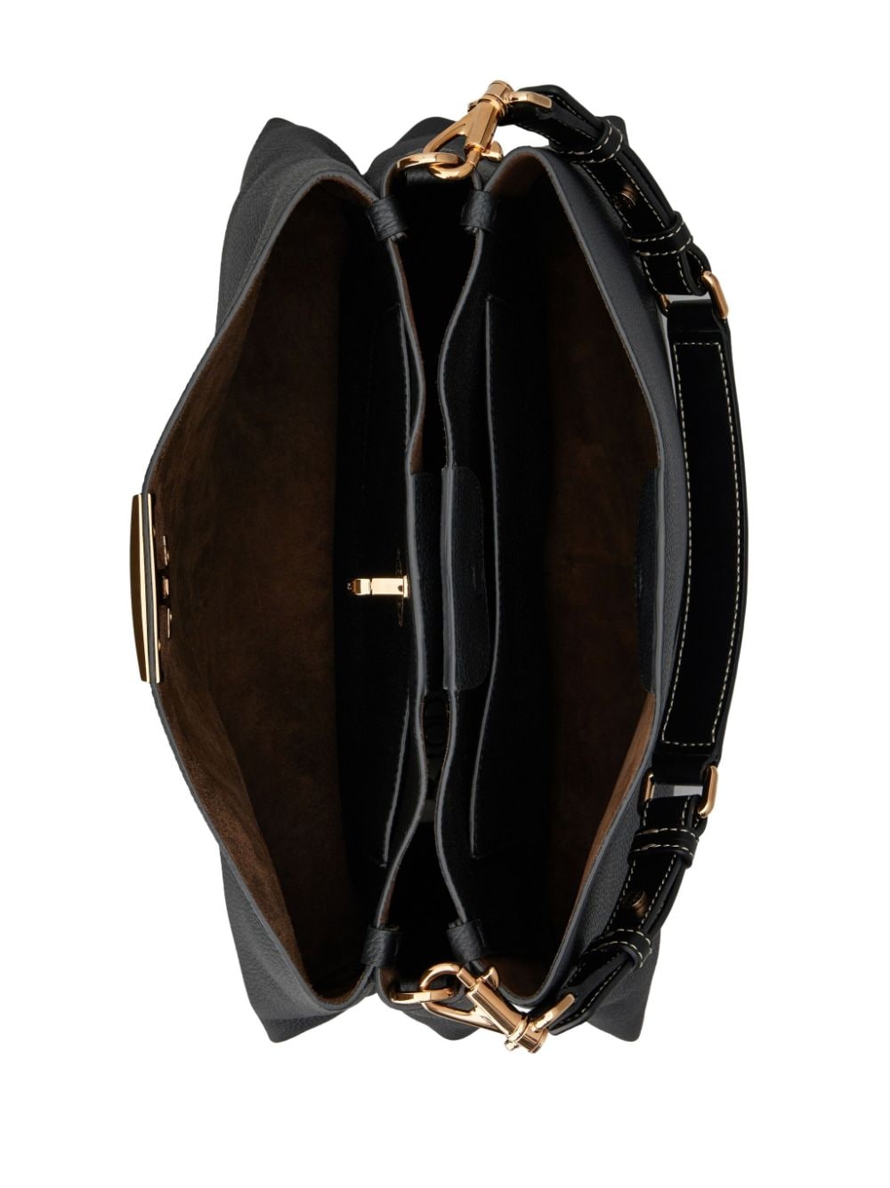 TOD'S Black Pebbled Leather Trapeze Handbag for Women