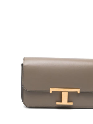 TOD'S Timeless Mini Khaki Leather Crossbody Bag