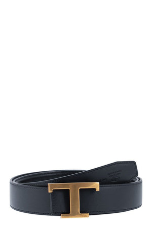 TOD'S Men's Timeless Reversible Leather Belt with Metal T Buckle