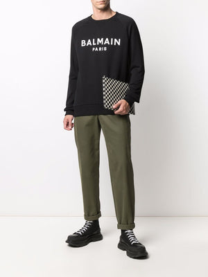 Men's Black Balmain Print Sweatshirt - SS22