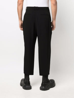 BALMAIN Sophisticated Black Folded Crepe Pants for Men