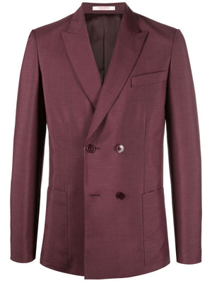 VALENTINO Bordeaux Double Breasted Jacket for Men - SS22 Collection