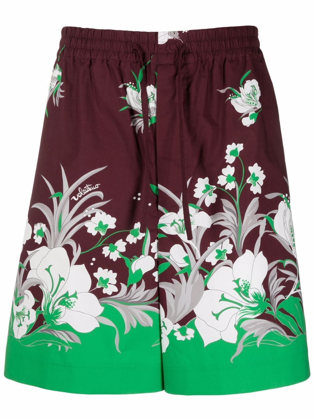 VALENTINO Stylish SS22 Men's Shorts - St. Tulipano Vinaccia/Shock Green/Avorio