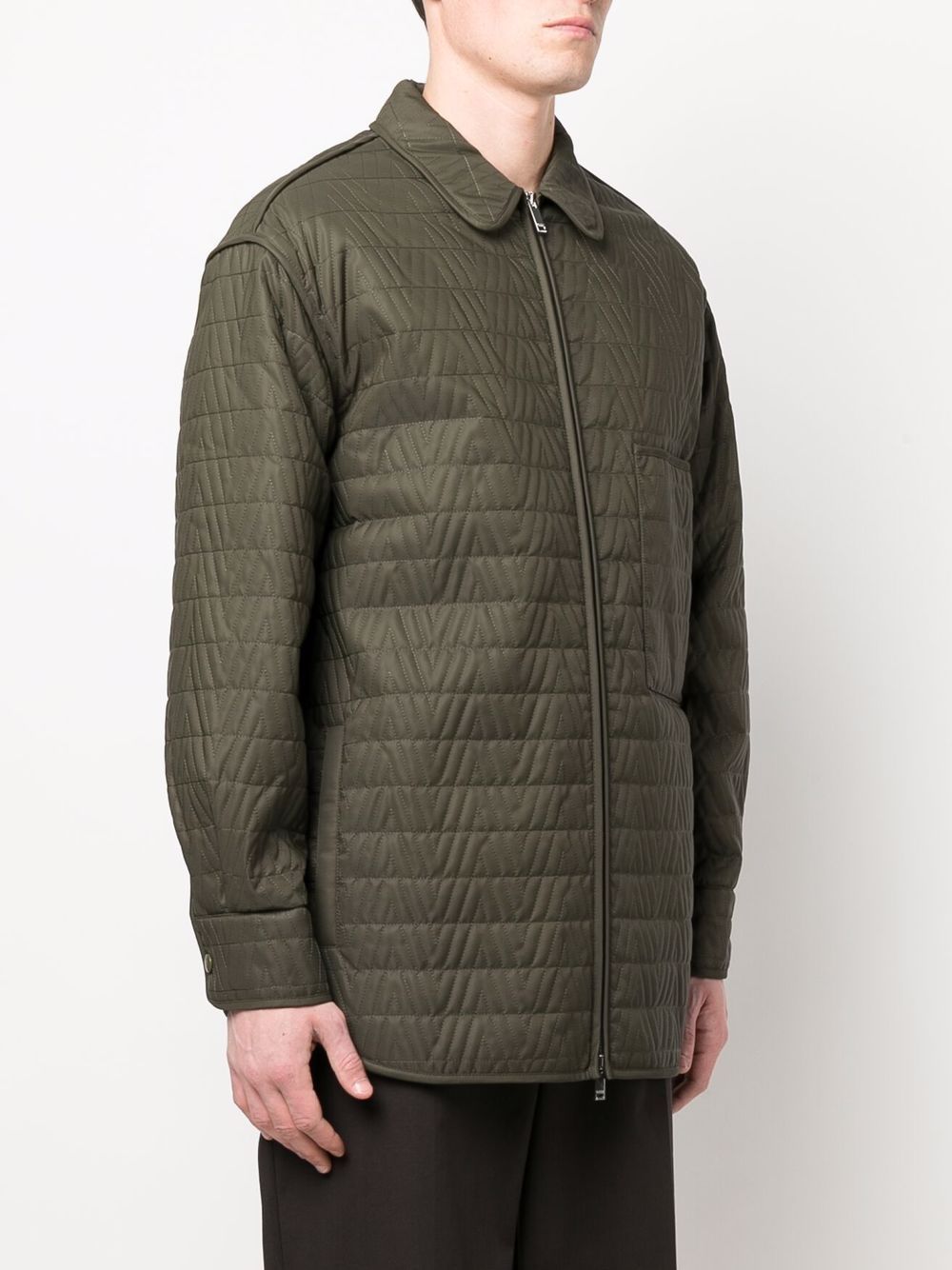 VALENTINO Green Quilted V-Neck Jacket for Men - SS22 Collection