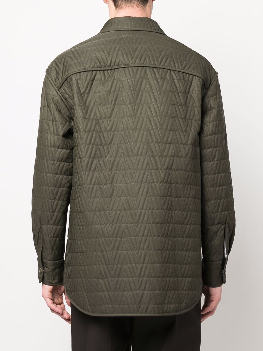 Men's Army Green Quilted V Optical Jacket