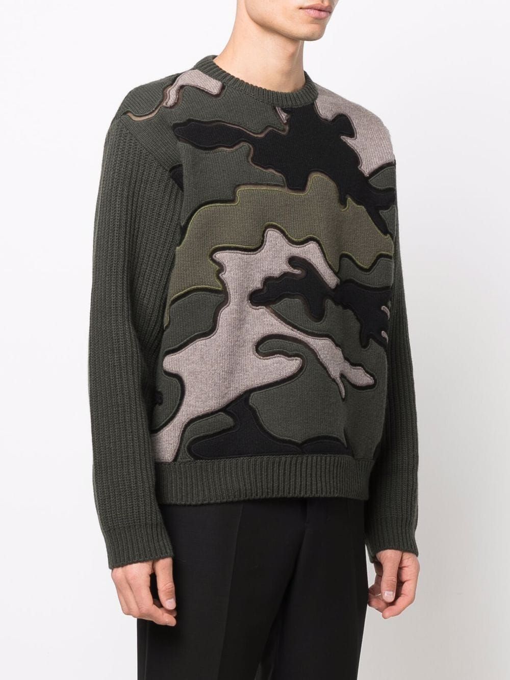 VALENTINO Green Embroidered Tulle Sweater for Men