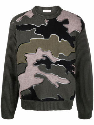 VALENTINO Green Embroidered Tulle Sweater for Men