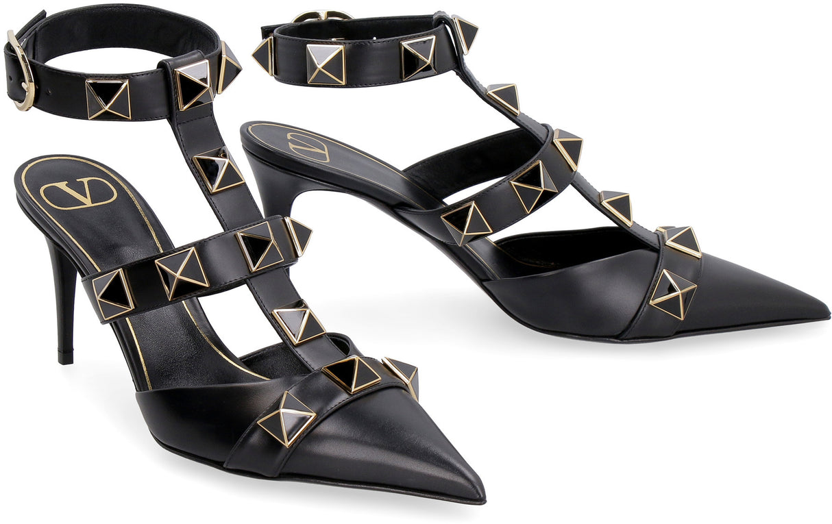 VALENTINO Roman Studs Slingback Pumps in Black for Women