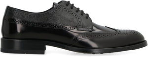 TOD'S Men's Brogue Leather Lace-Up Shoes - Round Toe, Rubber Pebbles Outsole (FW23)