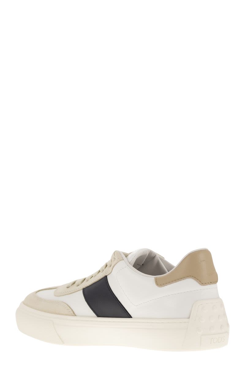 TOD'S Elegant Leather and Suede Sneakers with Embossed Details