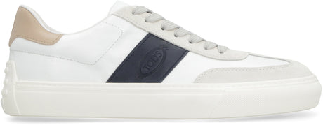 TOD'S Men's White Leather Low-Top Sneakers with Suede Inserts