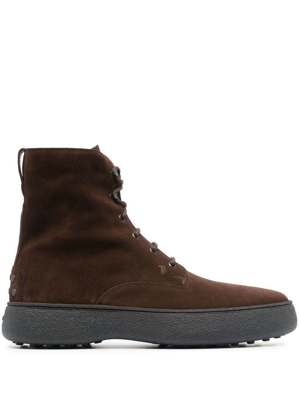 TOD'S Men's Brown W.G. Suede Lace-Up Ankle Boots for FW23