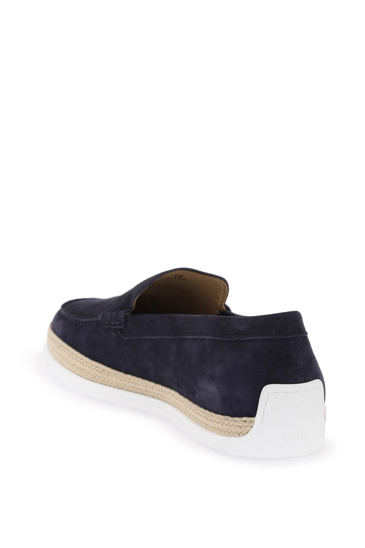 TOD'S Suede Slip-On Moccasins with Rafia Insert