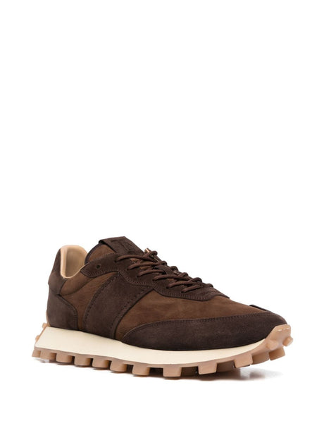 TOD'S Brown Panelled Lace-Up Leather Sneakers for Men