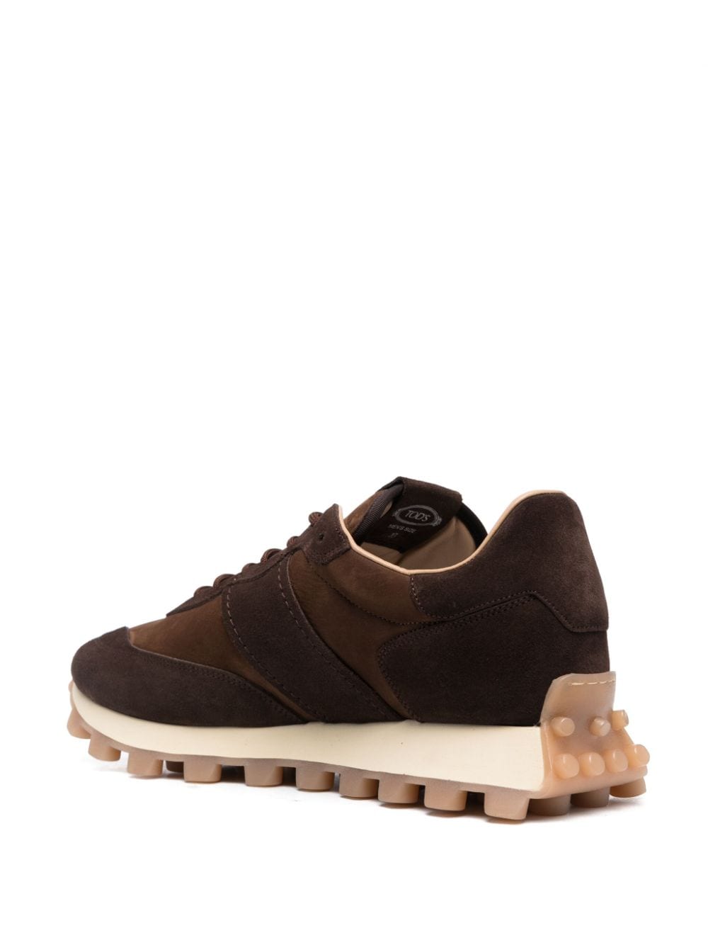 TOD'S Brown Panelled Lace-Up Leather Sneakers for Men