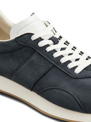 TOD'S Elegant Navy Blue Leather Sneakers