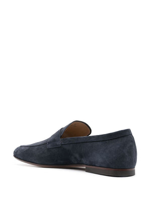 TODS Classic Navy Blue Suede Loafers with Leather Sole for Men