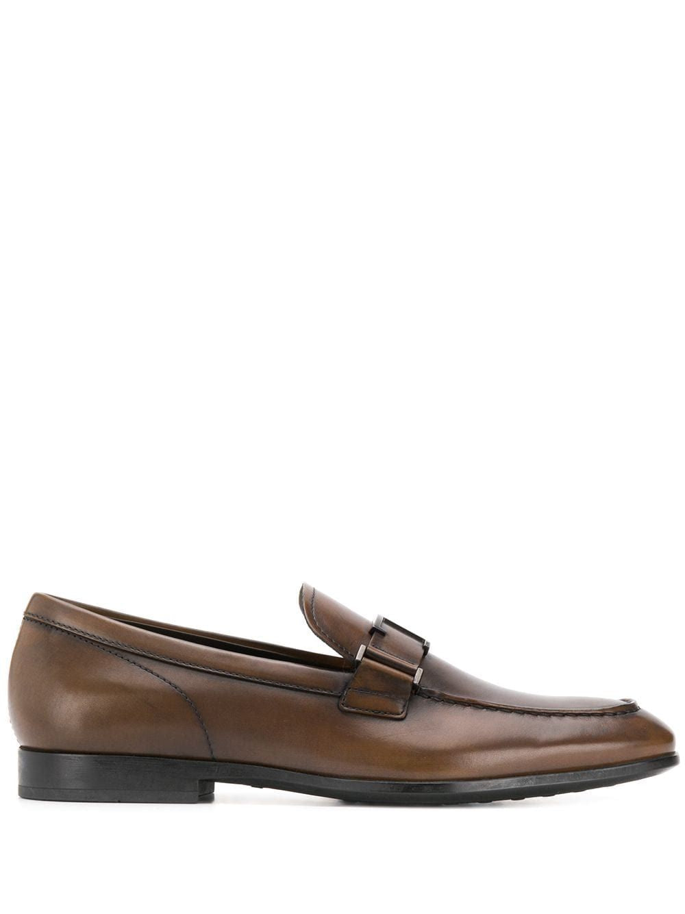 TOD'S Brown Leather T Logo Loafers for Men - SS24 Collection