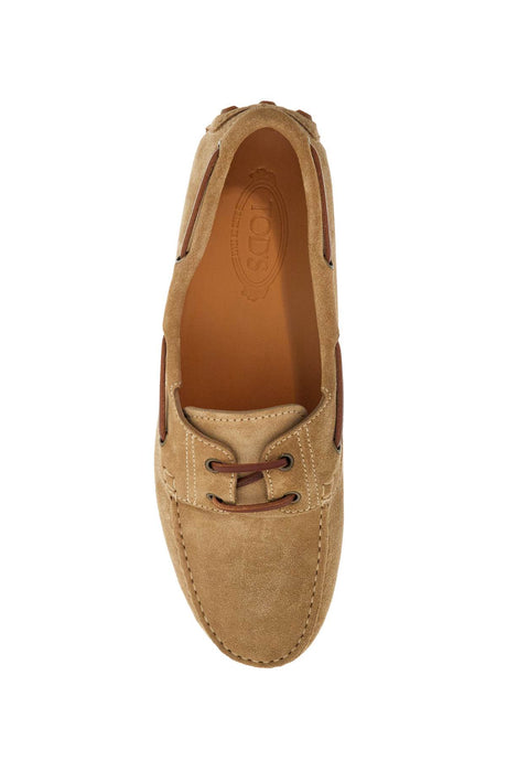 TODS Suede Rubber Bubble Lace-Up Loafers for Men